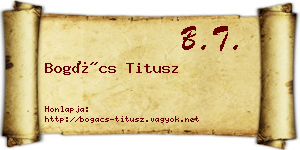Bogács Titusz névjegykártya